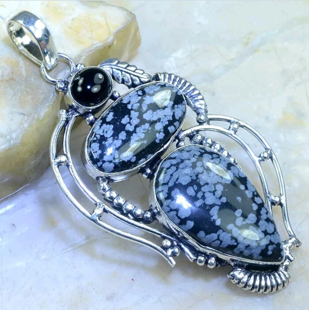 Snowflake Obsidian pendant